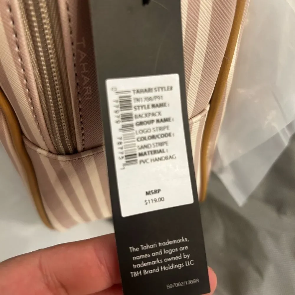 Tahari Brown Striped backpack Bag nwt